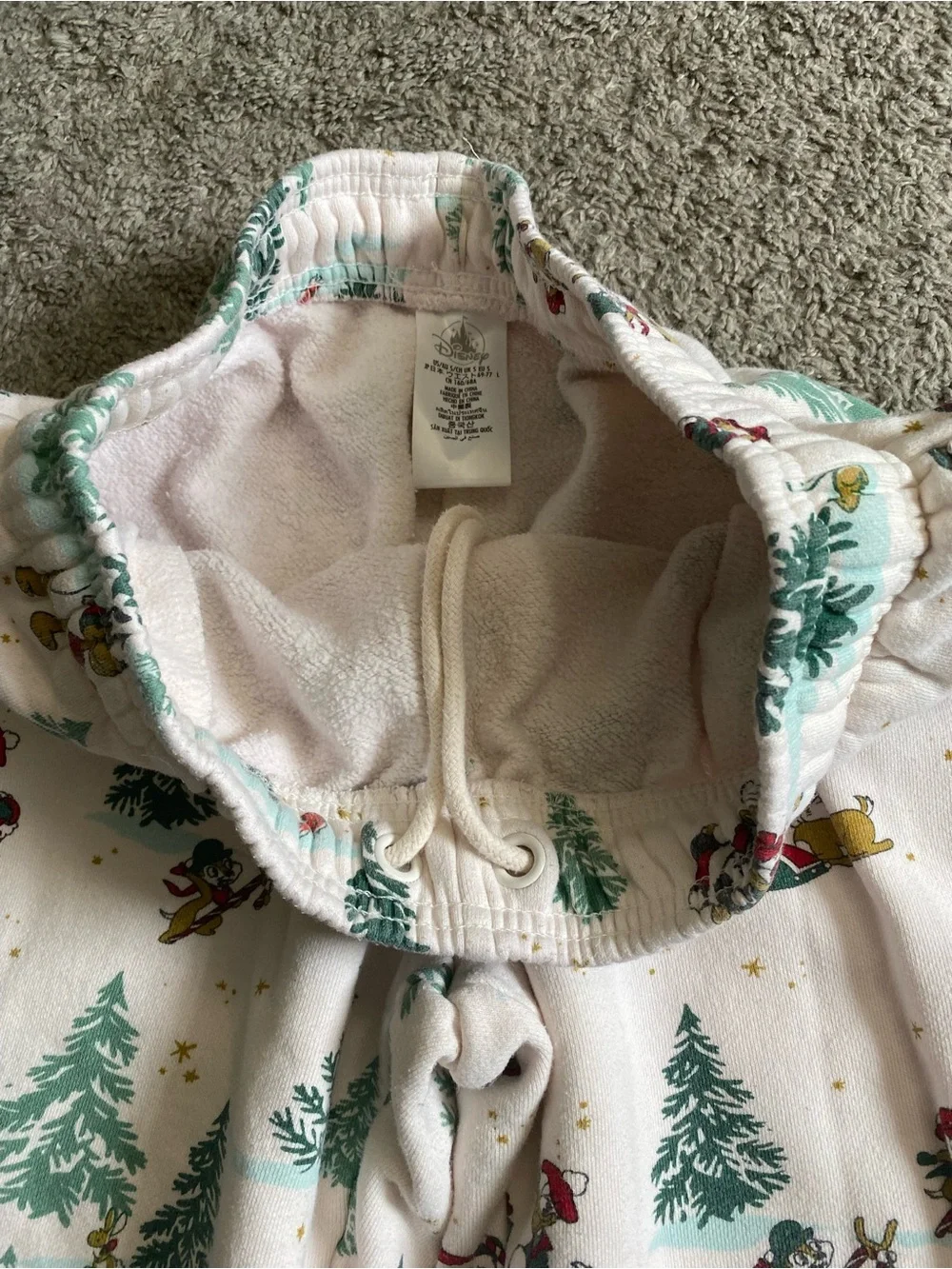 Disney White Holiday Character Pajama Pants with Green Trees - Picture 3 of 6